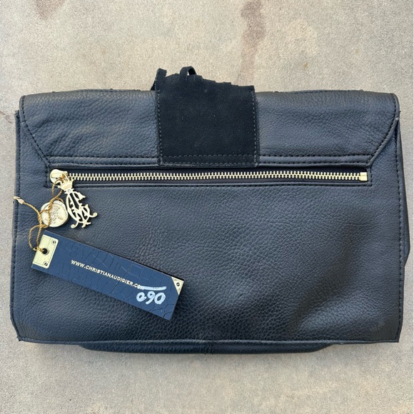 Christian Audigier Black Leather Clutch Handbag Purse - Picture 7 of 7